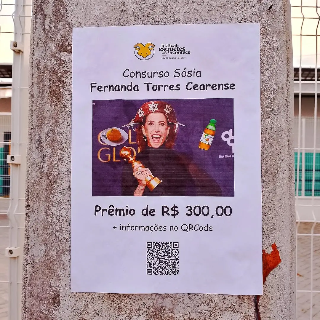 foto do cartaz da competição de sósias da atriz fernanda torres no ceará