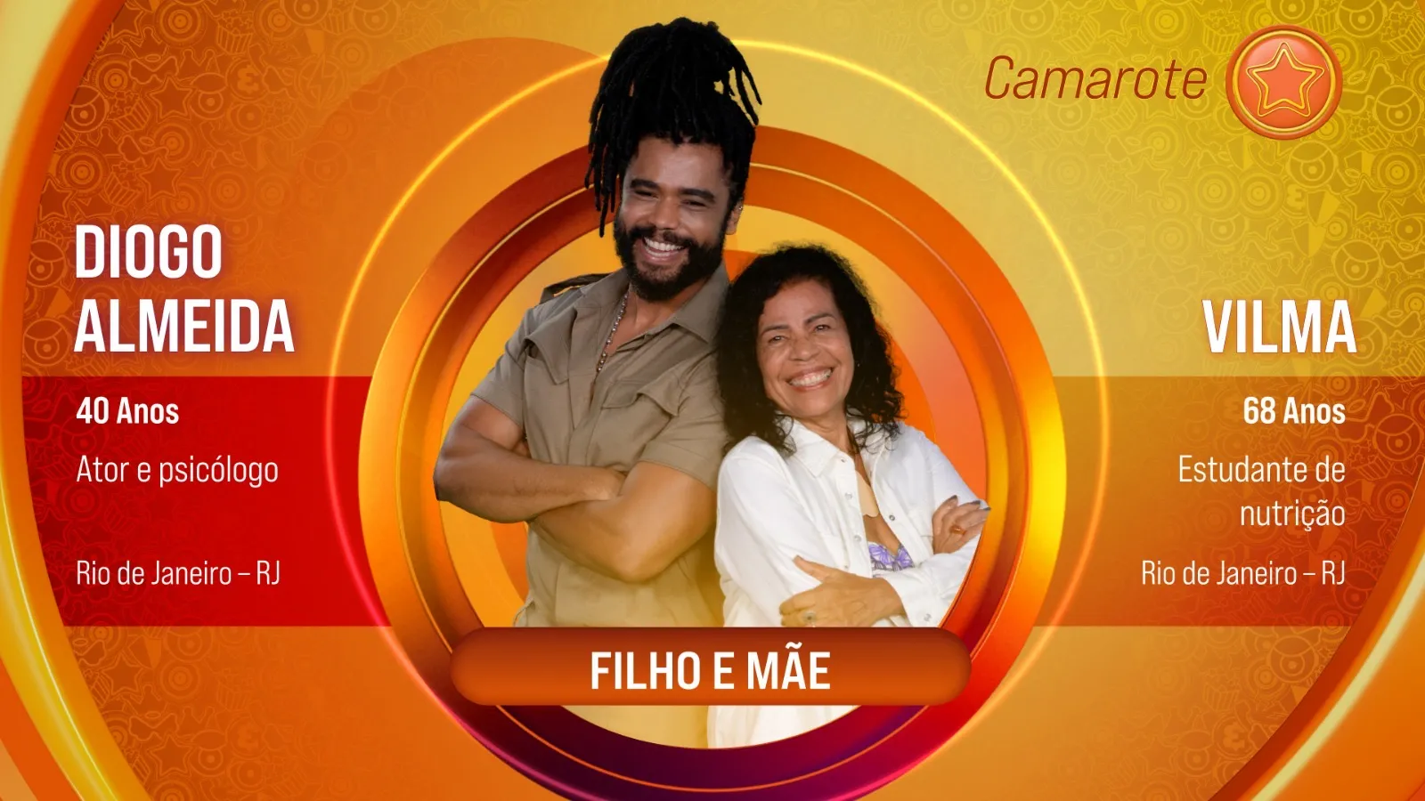 O ator Diogo Almeida entrou com a mãe Vilma