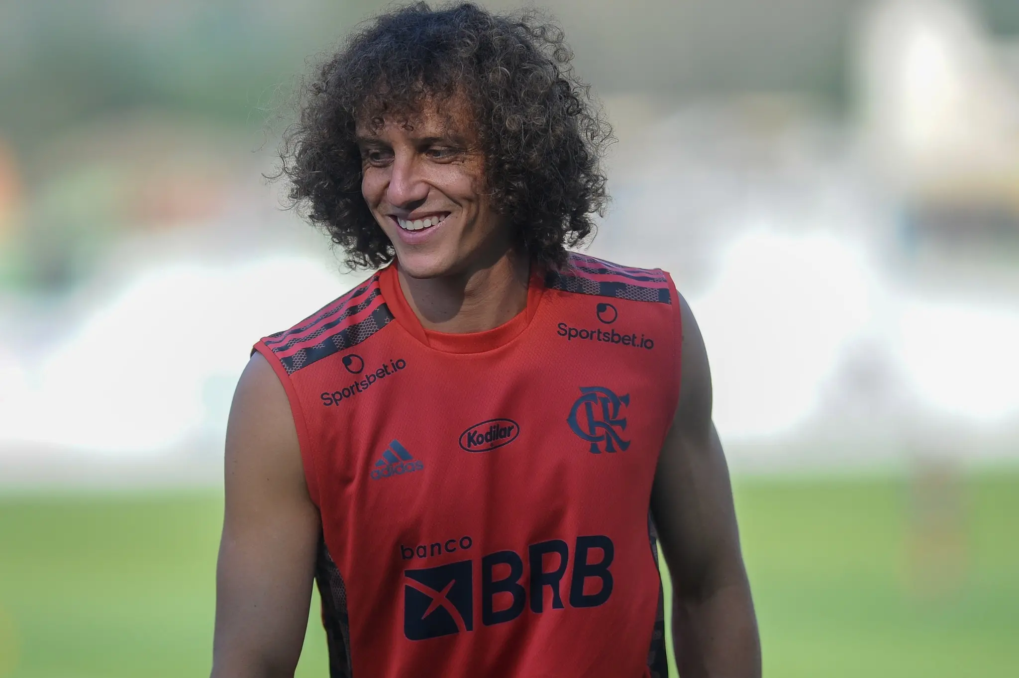 Foto de David Luiz durante treino do Flamengo