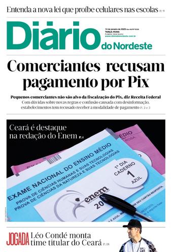 Capa da Edição do dia do jornal Diário do Nordeste