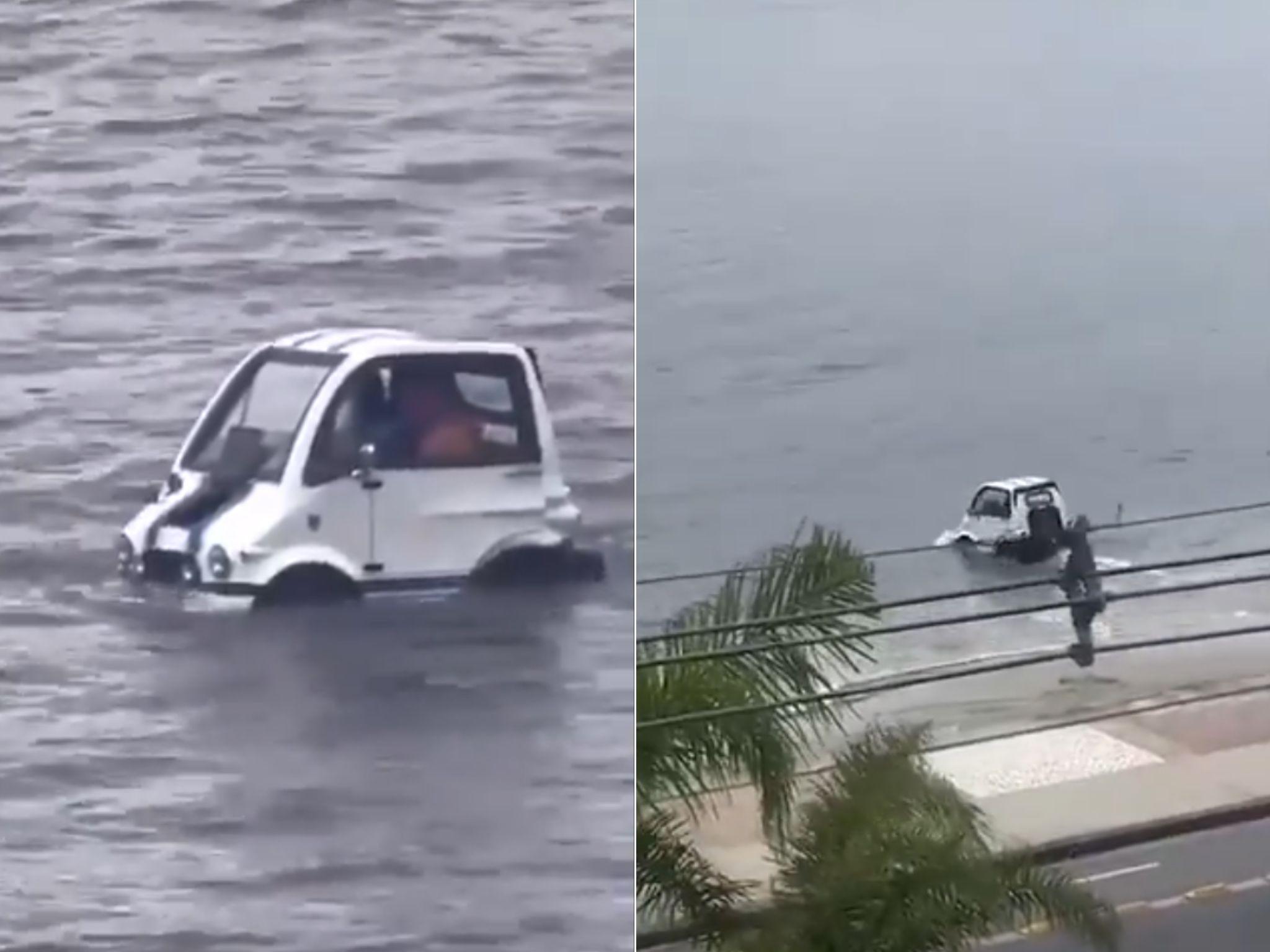 Carro anfíbio foi criado por mecânico no litoral de São Paulo