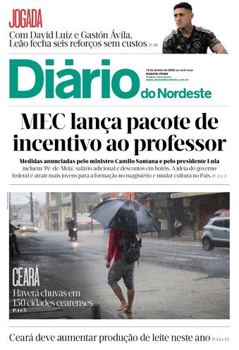 Capa da Edição do dia do jornal Diário do Nordeste