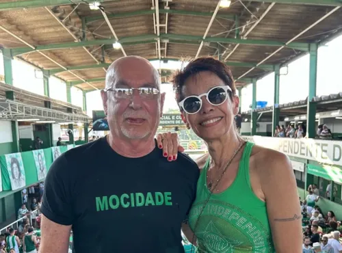 Márcia Lage ao lado do marido, Renato Lage, onde assinou carnavais no carnaval carioca por mais de 20 anos