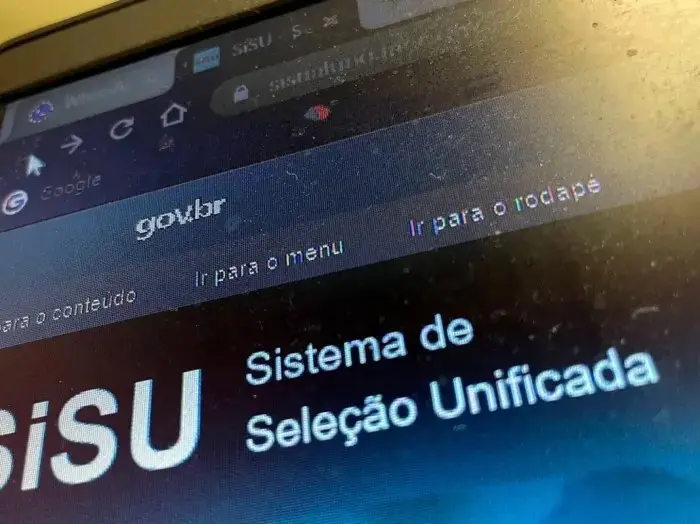 Tela do site do Sisu (Sistema de Seleção Unificada) acessado pelo portal gov.br, apresentando informações essenciais sobre a plataforma.