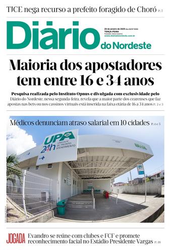 Capa da Edição do dia do jornal Diário do Nordeste