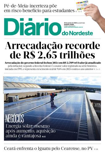 Capa da Edição do dia do jornal Diário do Nordeste