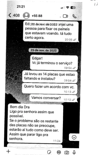 Trecho de uma conversa entre suspeito e vítima