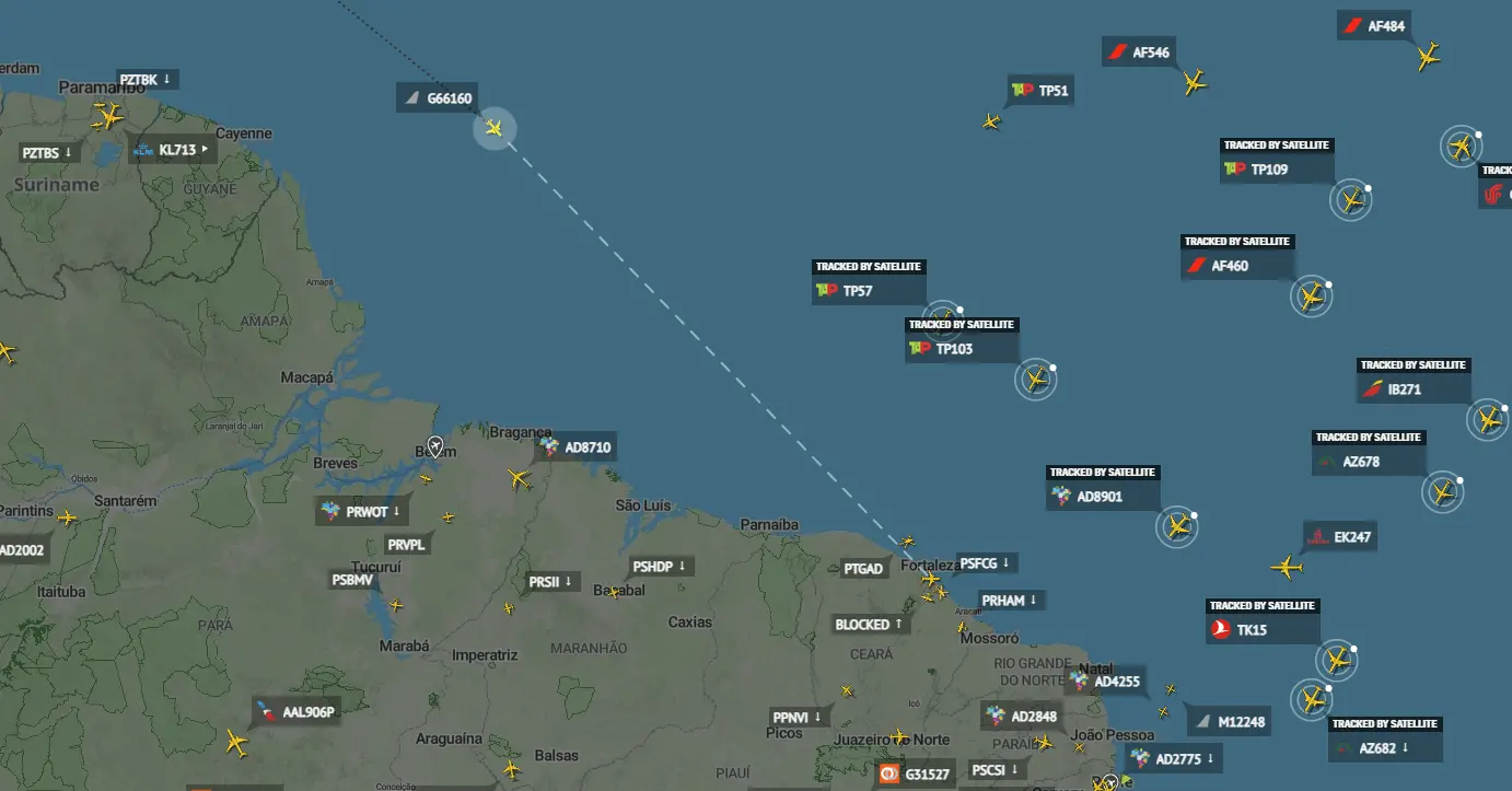 Aeronave segue em direção ao Ceará