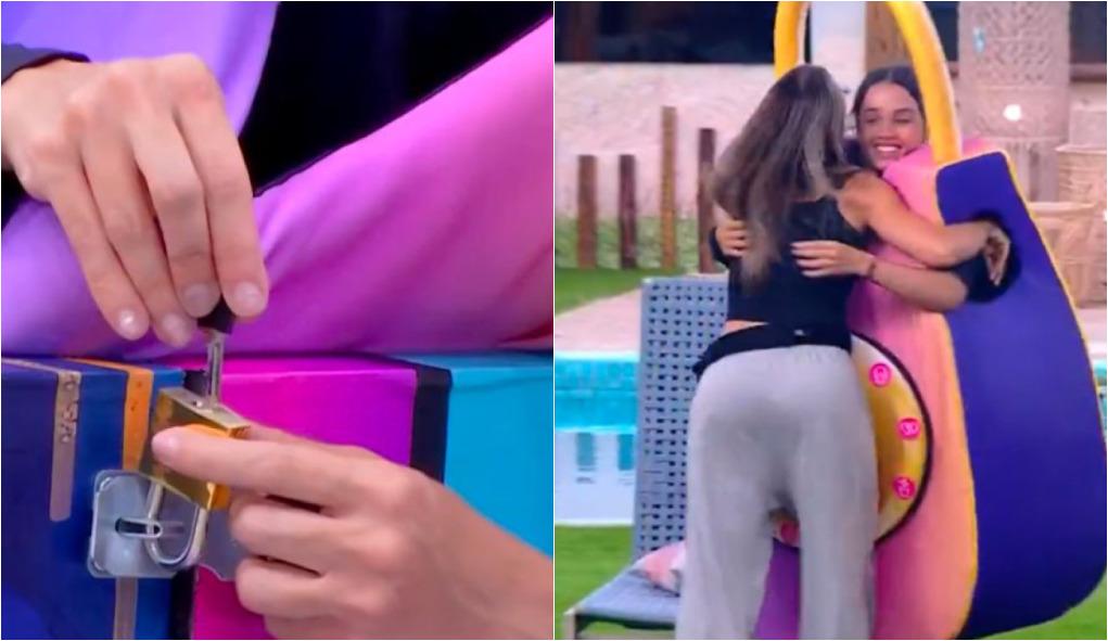 Eva e Renata se abraçam