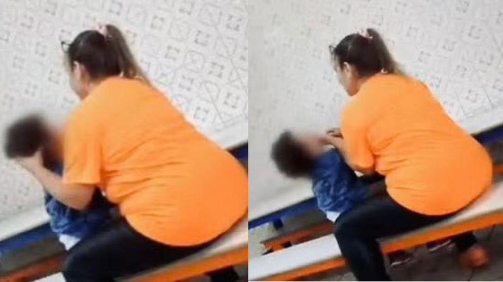 Imagem de diretora de creche sendo filmada dando tapas em rosto de aluno.