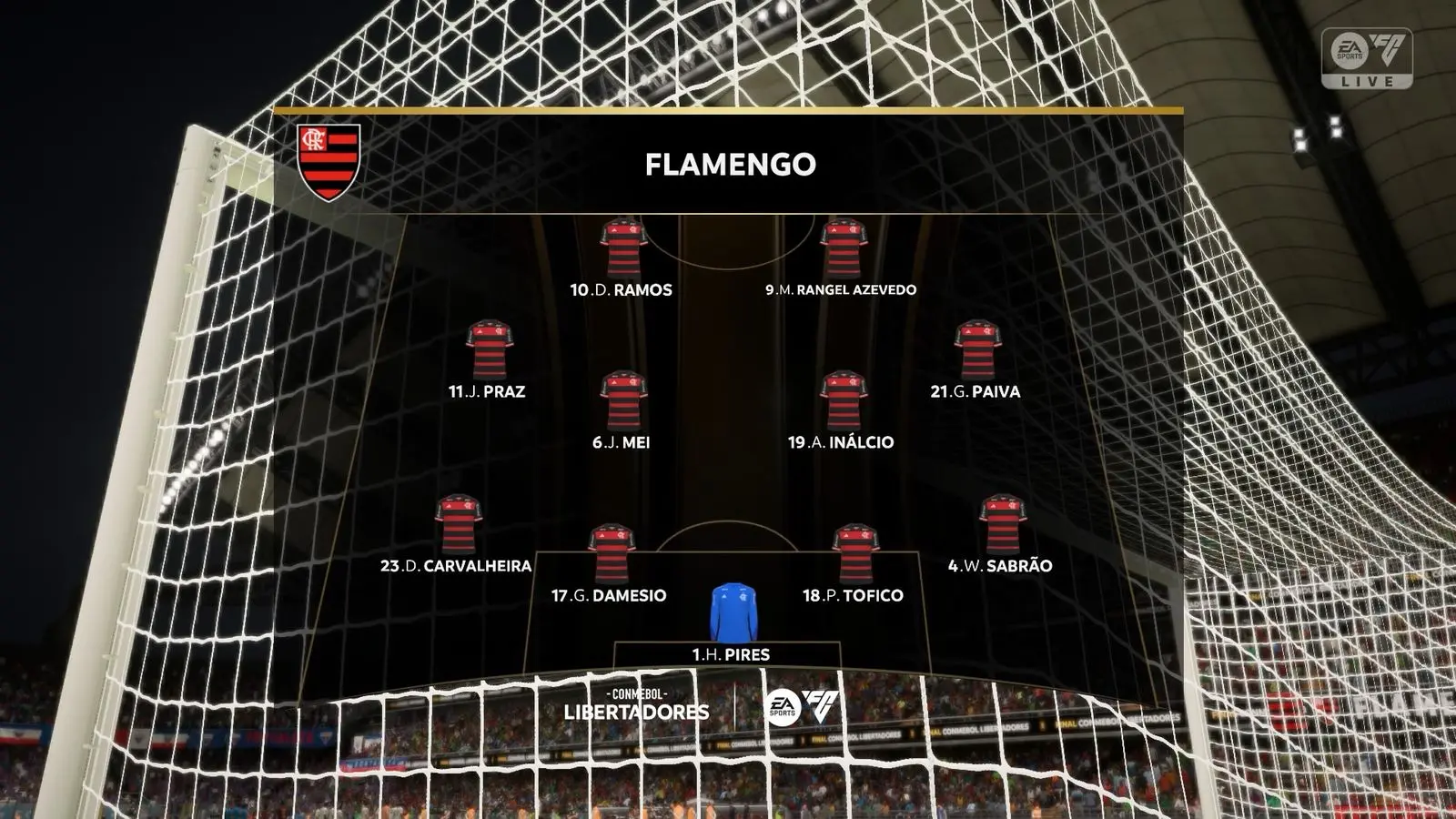 Imagem da escalação do Flamengo