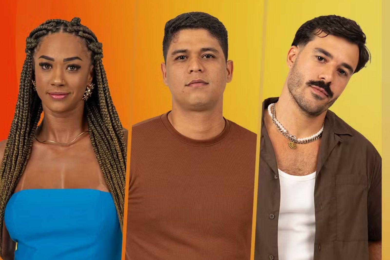 montagem com aline vinicius e vinicius no paredao do bbb 25