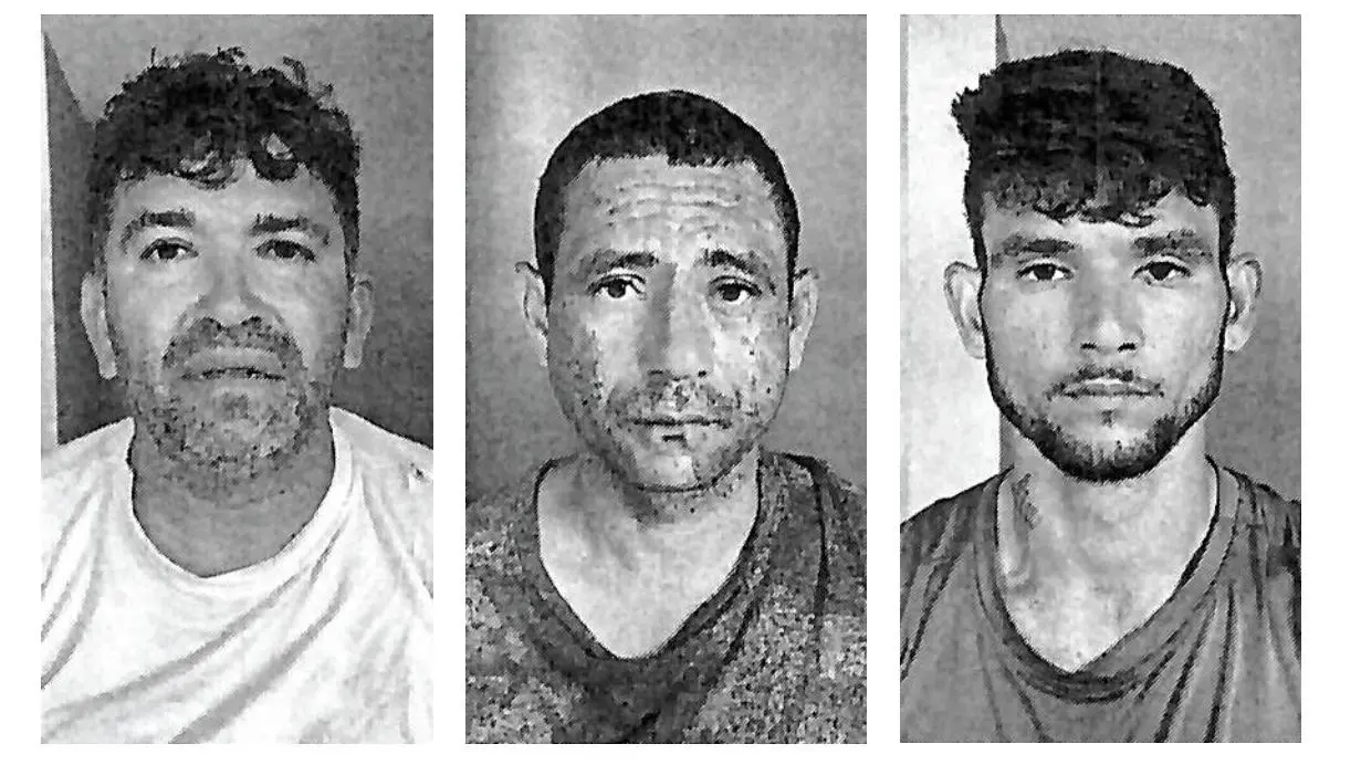 Imagens em preto e branco dos criminosos