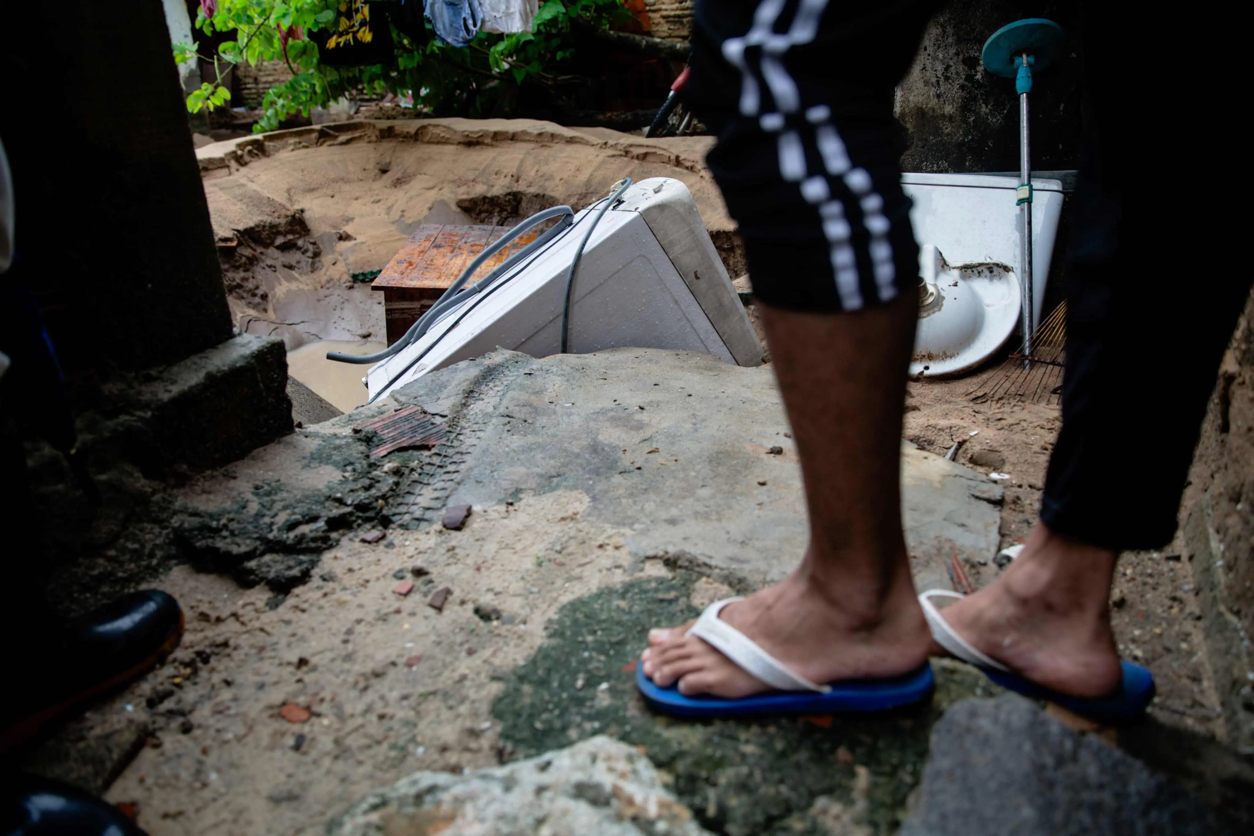 Máquina de lavar afetada em chuvas