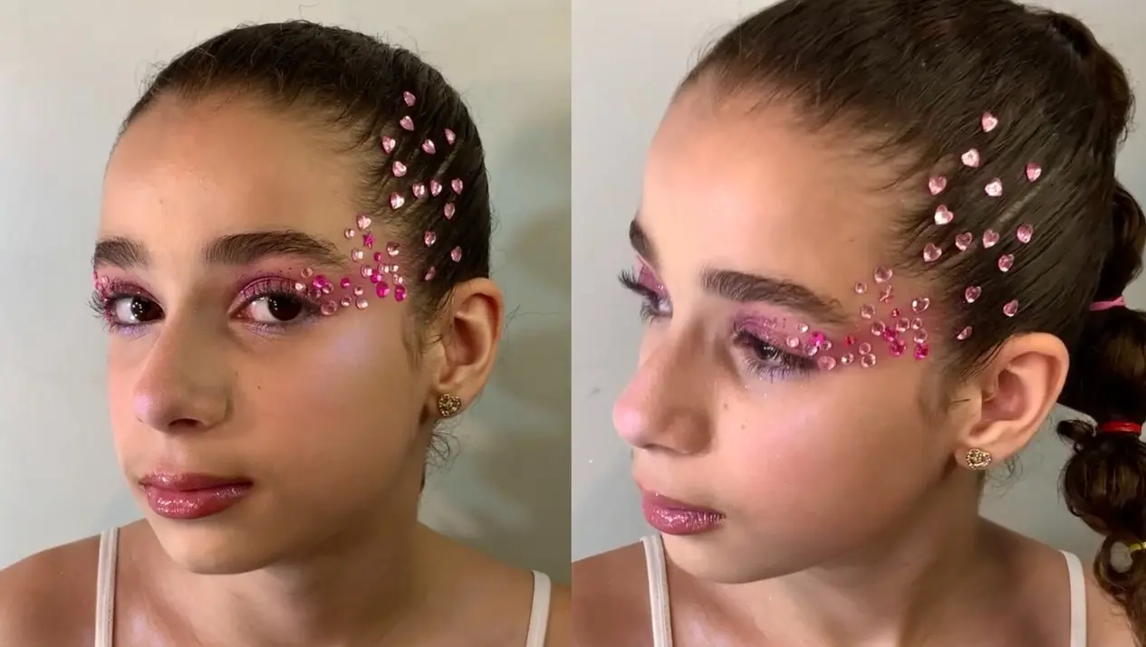Maria Clara usa glitter, pedrarias e penteado bubble, tendências para 2025