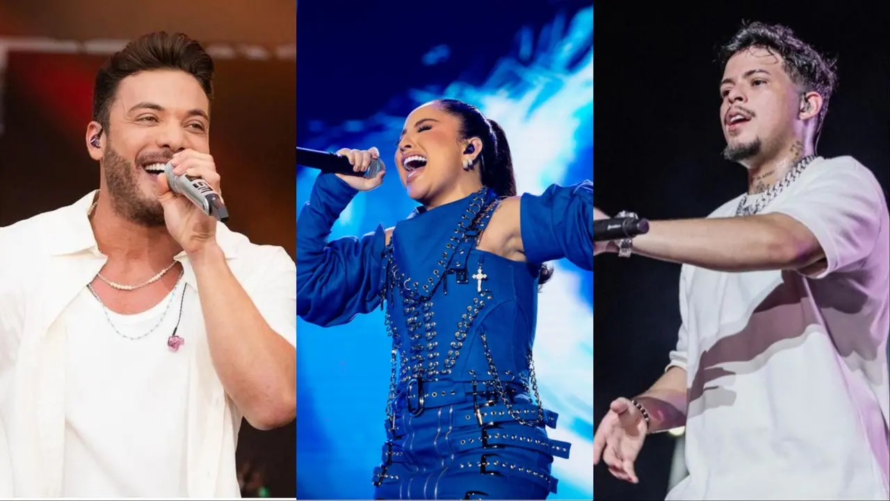 Wesley Safadão, Mari Fernandez e Felipe Amorim se apresentam durante o período de folia