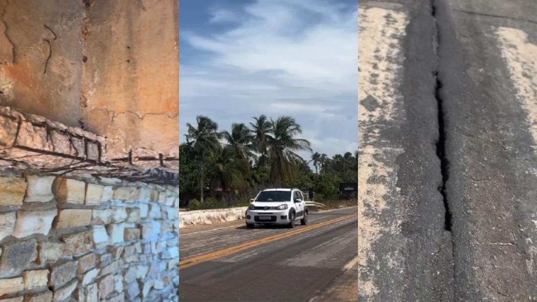 Problemas encontrados na ponte sobre o rio Arrombado