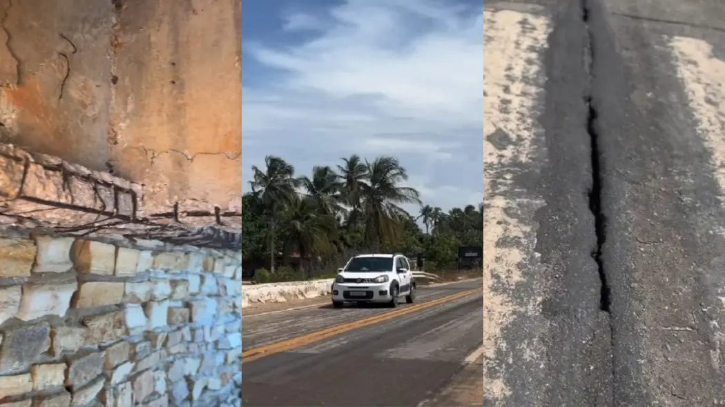 Problemas encontrados na ponte sobre o rio Arrombado