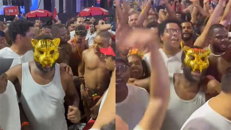 Ator no meio de multidão no Carnaval de Salvador