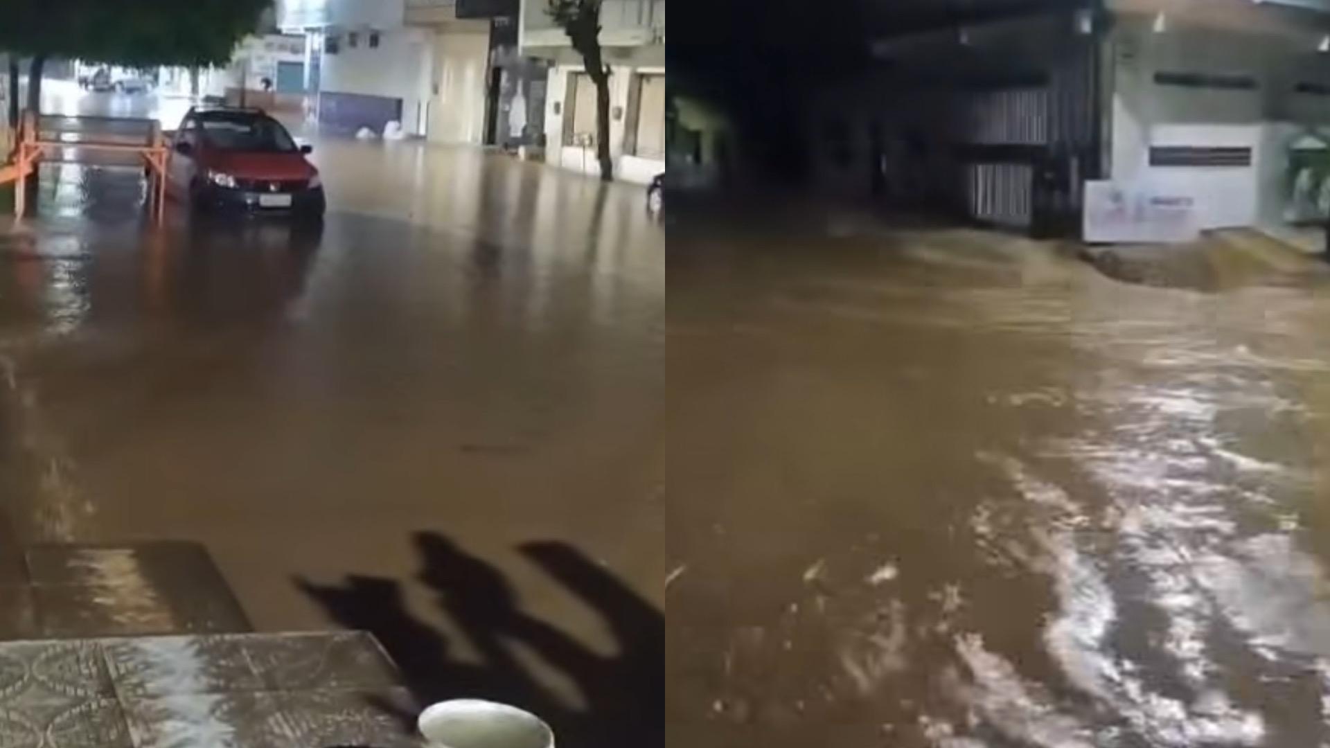 Ruas alagadas em Novo Oriente com chuva de mais de 100mm