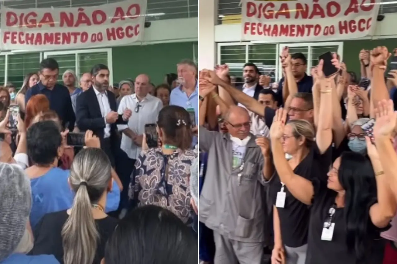 Roberto Cláudio ao lado de aliados e servidores