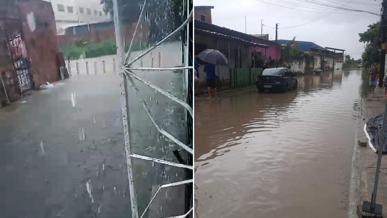 montagem de fotos de alagamento no bairro Santa Maria