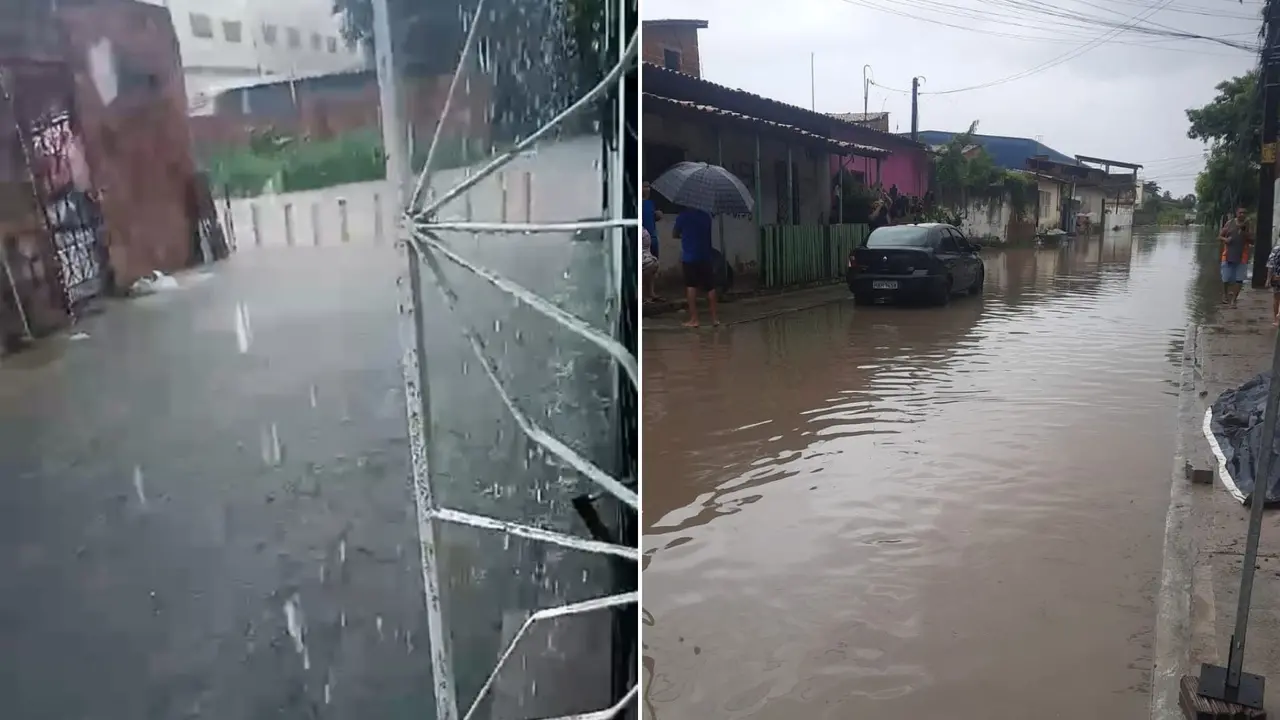 montagem de fotos de alagamento no bairro Santa Maria
