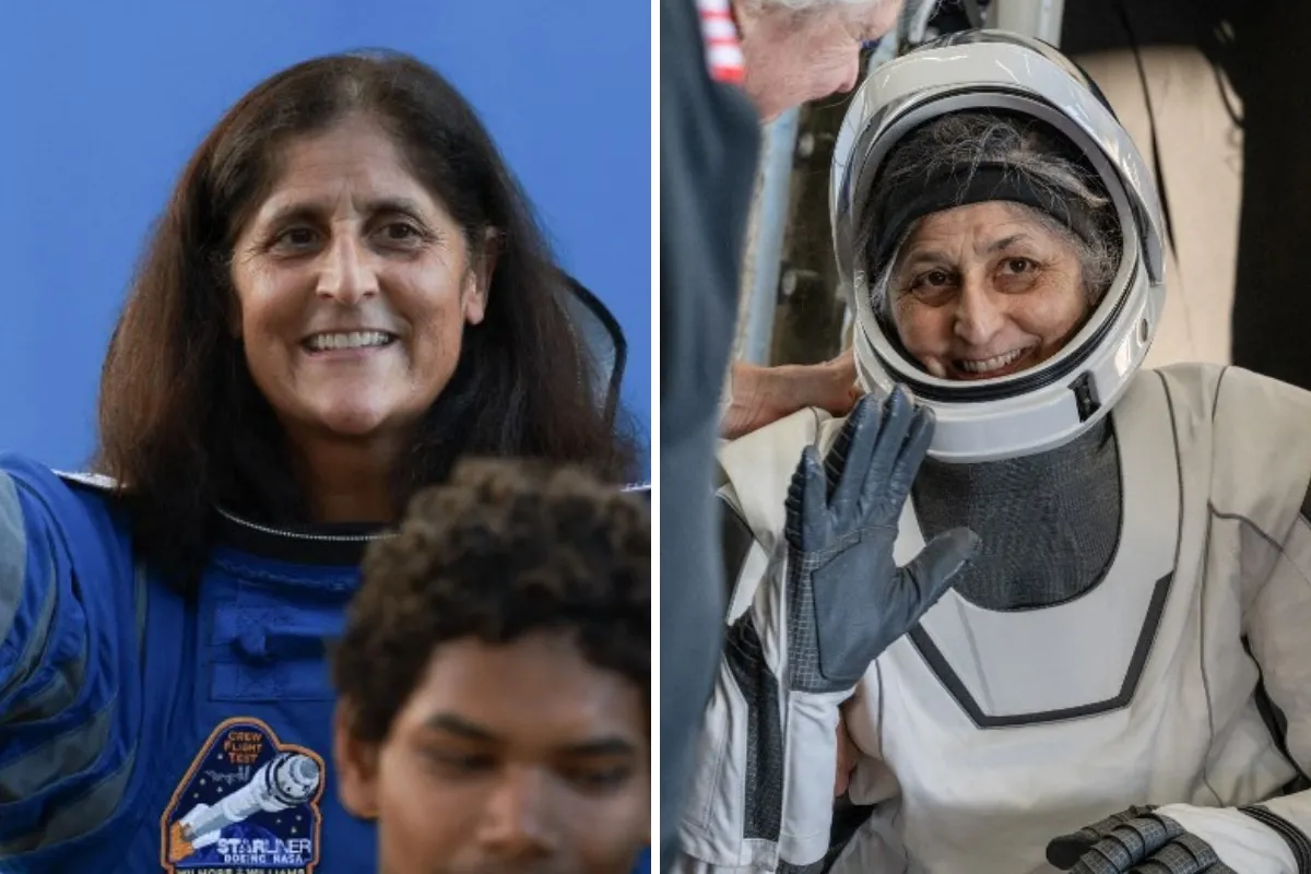 Imagens da astronauta Suni Williams tiradas nos dias 5 de junho de 2024 e 18 de março de 2025