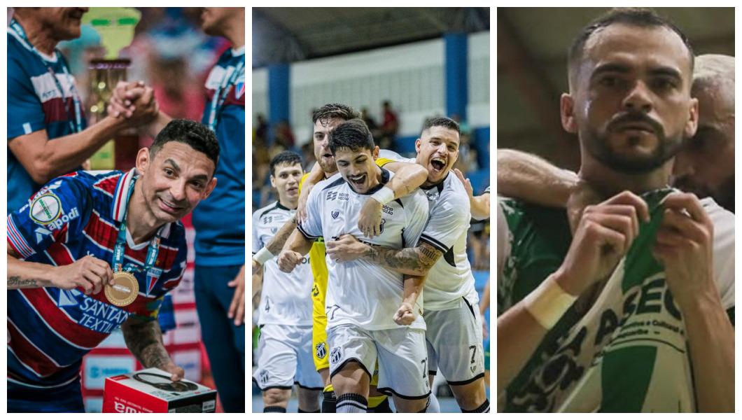 Foto dos três representantes do Estado no campeonato brasileiro de futsal, Fortaleza, Ceará e São João do Jaguaribe