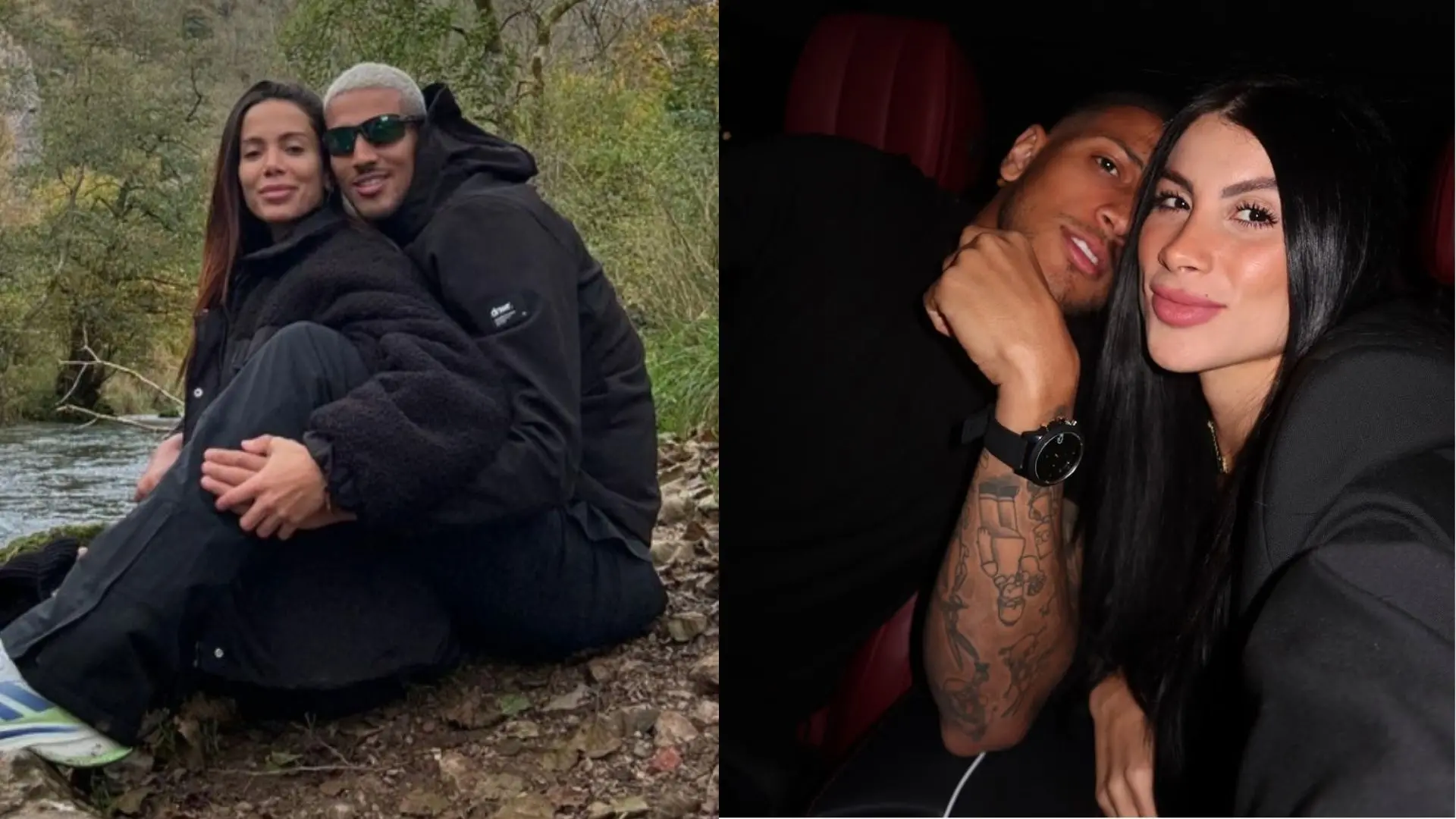 Imagem da cantora Anitta com o jogador Vinicius Souza, à época do relacionamento. Ao lado, uma foto da publicação feita por Vinicius Souza com a atual namorada, Isabelle Michel.