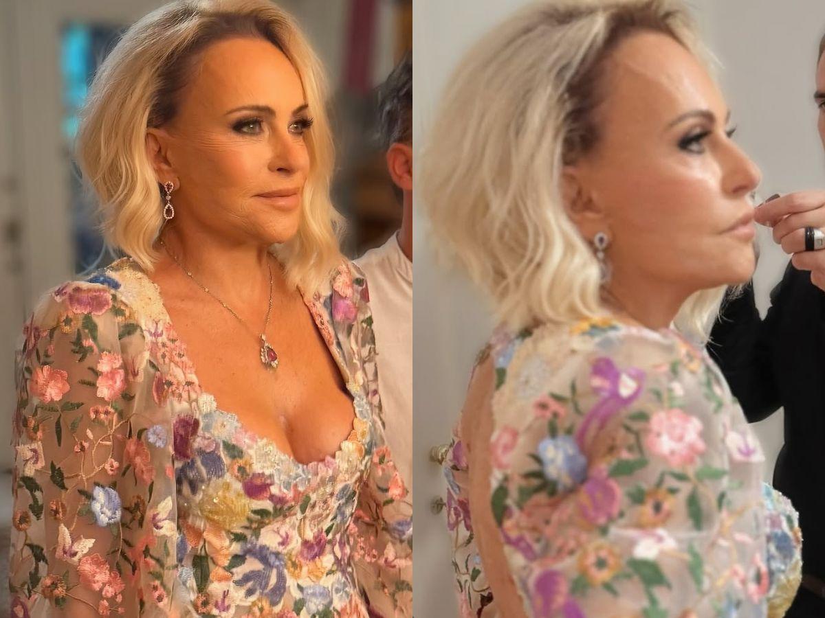 Ana Maria braga em fotos tiradas do vídeo em que mostra os bastidores do seu casamento