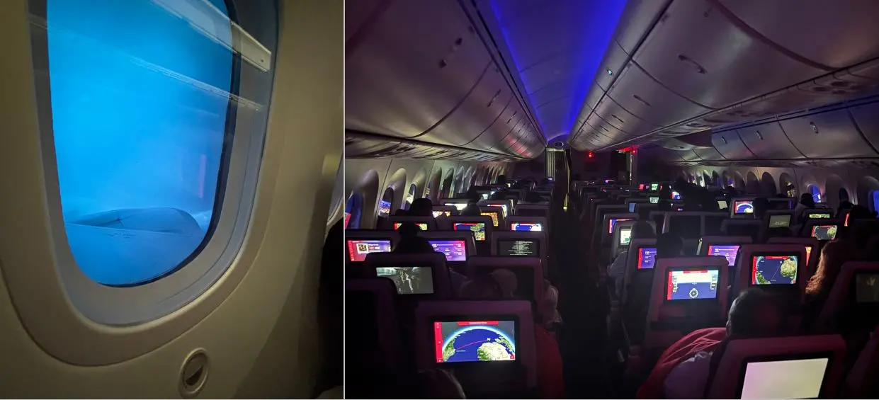 Com persiana eletrônica, a aeronave simulava horário noturno aos passageiros, mesmo sendo 7h da manhã