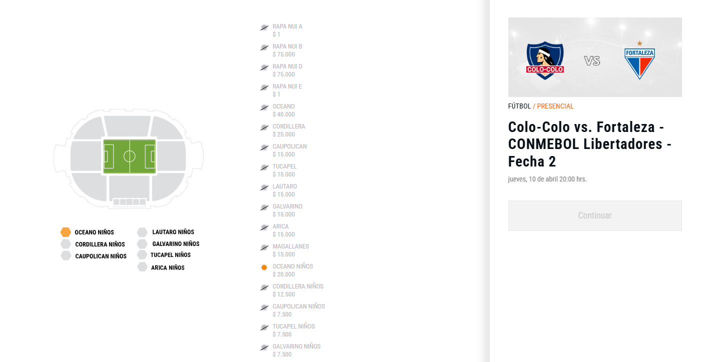 Foto de um setor disponível para Colo-Colo e Fortaleza