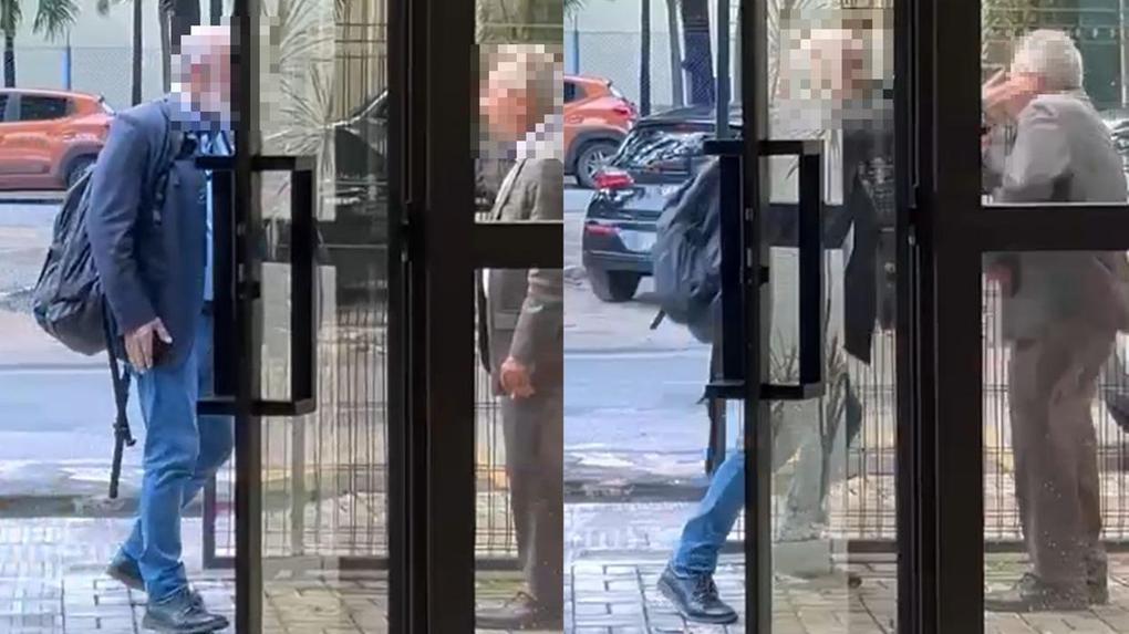 Discussão entre dois advogados brigando com tapa e chutes ao lado de fórum, em Fortaleza