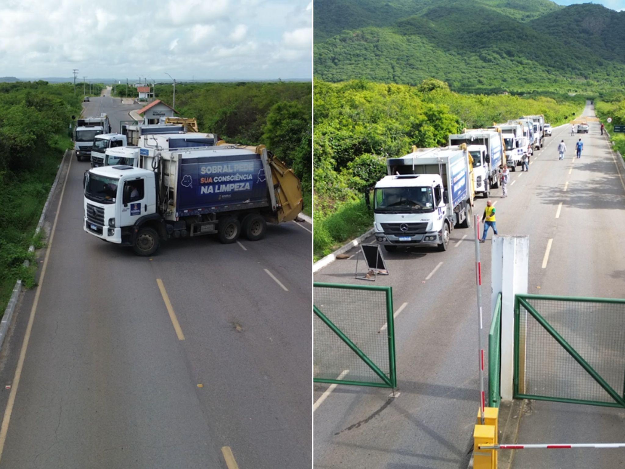 Caminhões de lixo da Prefeitura de Sobral foram impedidos de descartar resíduos em consórcio por falta de pagamento