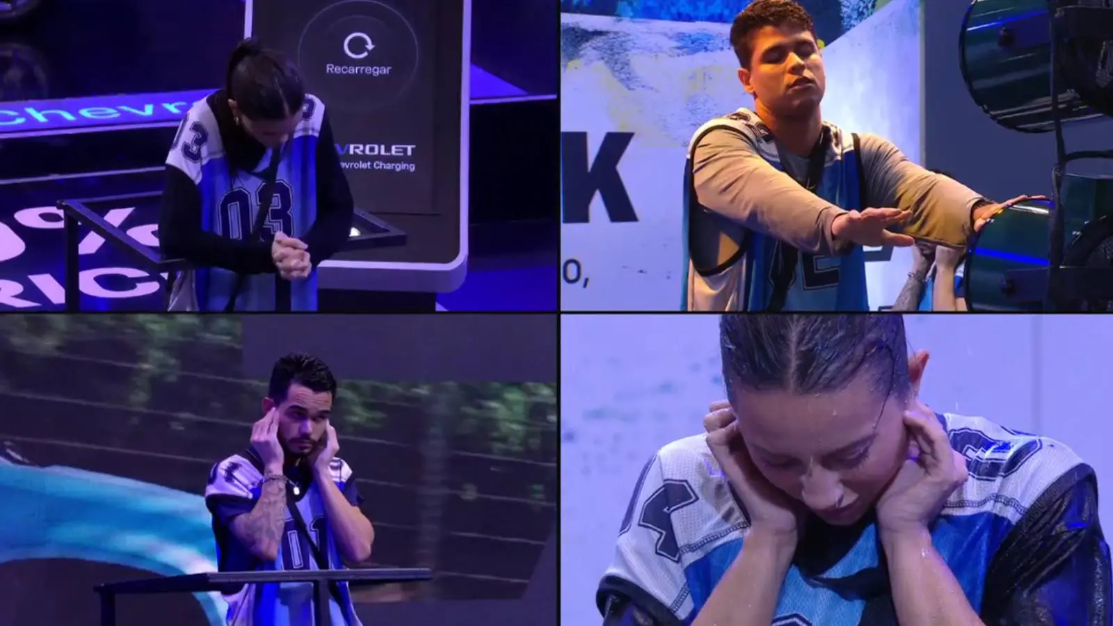 Imagem mostra colagem com Renata, Guilherme, João e Vitória durante a Prova do Finalista do BBB 25