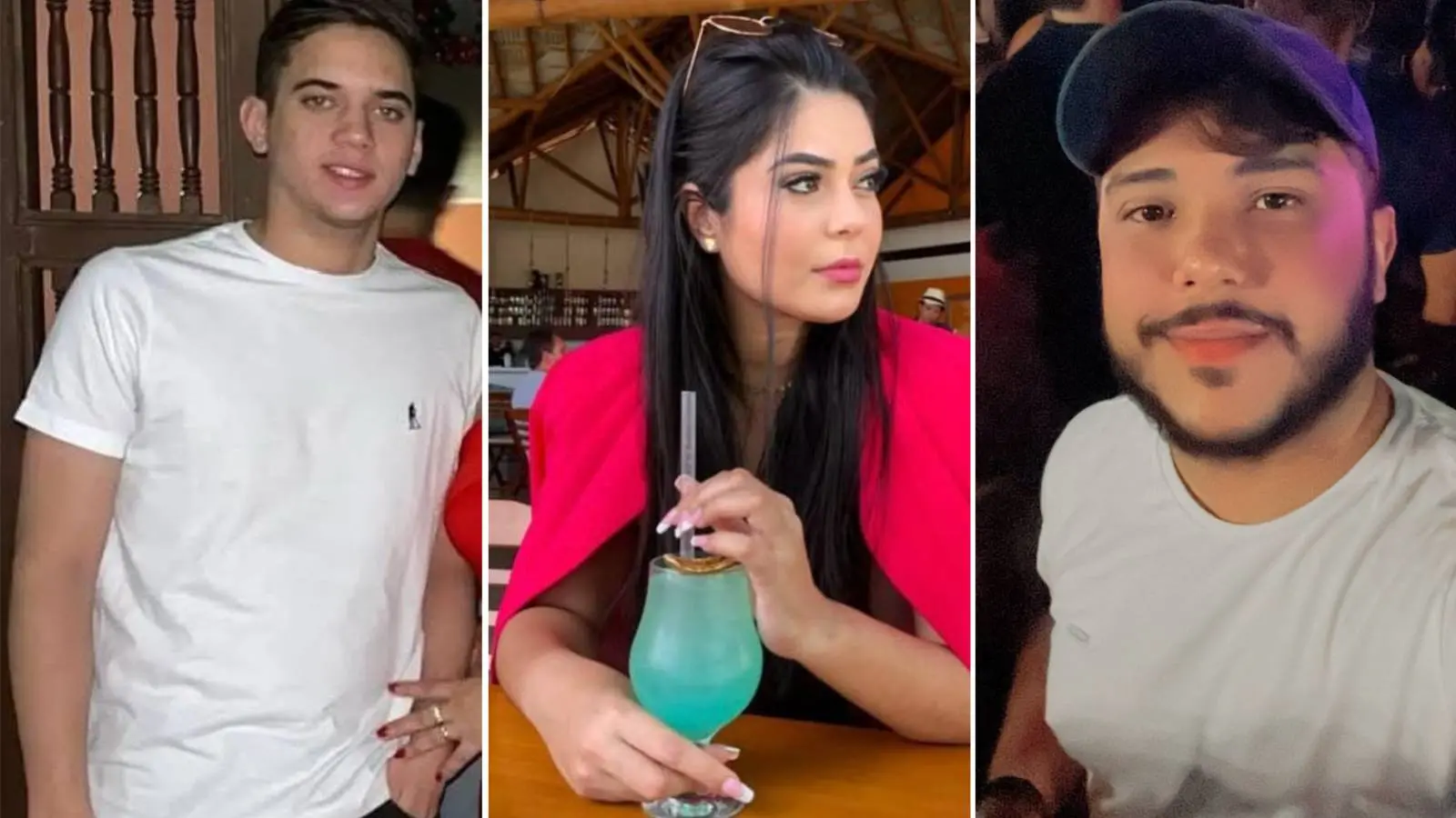 Colagem mostra imagens de Raul Aquino, Yasmin Andrade e Jofre Dantas, jovens do Ceará mortos em acidente de carro a caminho de festa no Piauí