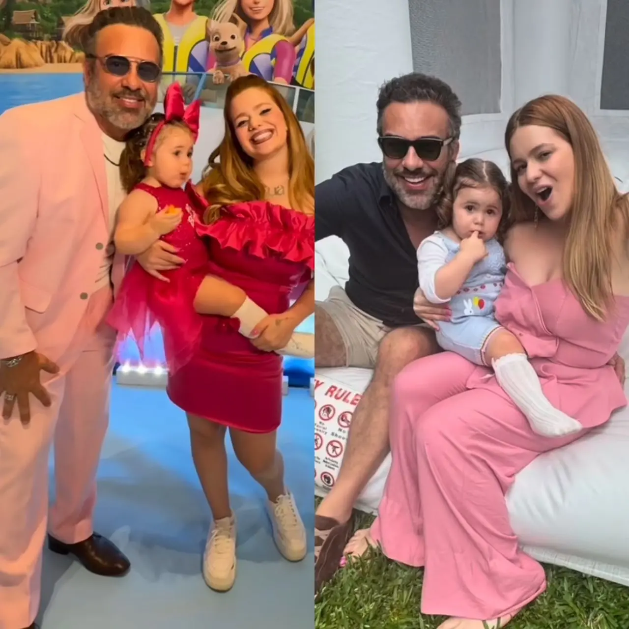 montagem com fotos de Viih Tube e o pai e a filha da influenciadora, lua