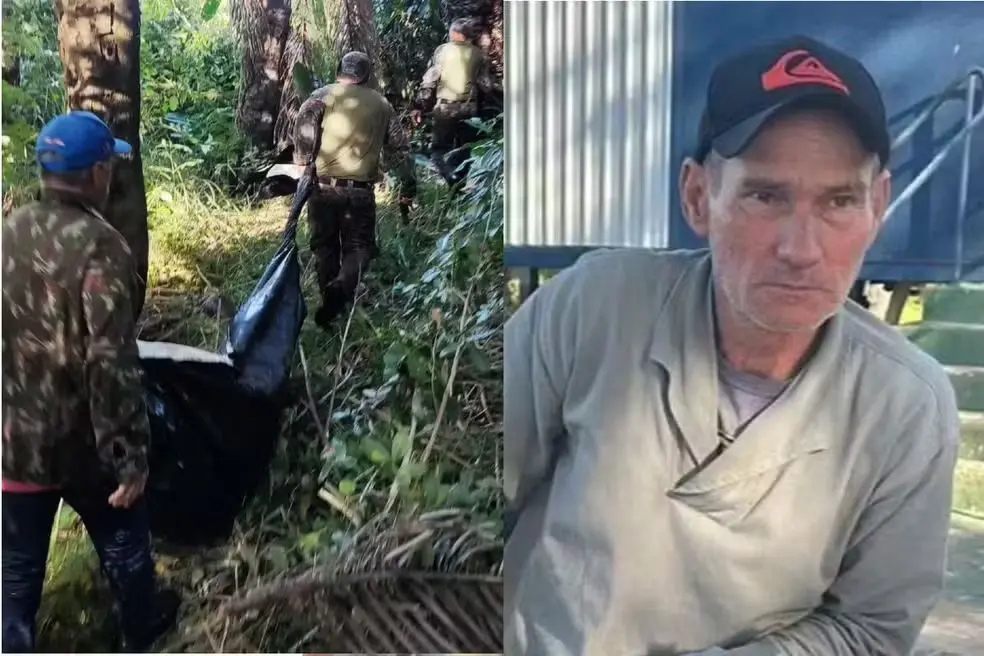 Montagem de fotos do homem atacado por onça no Pantanal. Parte do corpo de Jorge Avalo foram encontradas na toca do animal