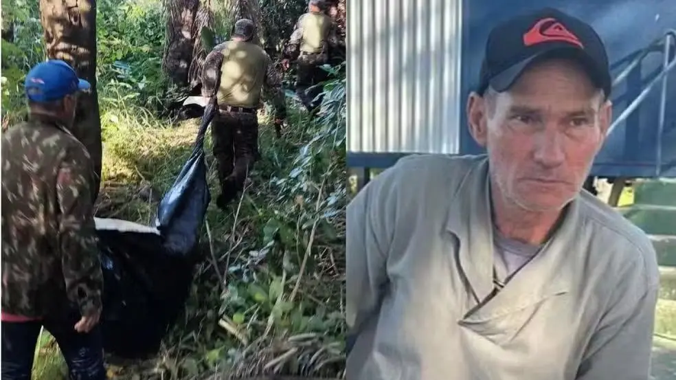 Montagem de fotos do homem atacado por onça no Pantanal. Parte do corpo de Jorge Avalo foram encontradas na toca do animal.