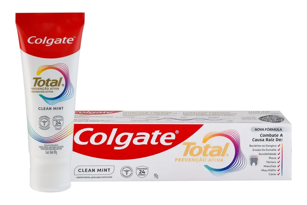 Esta é uma imagem com embalagens do creme dental Clean Mint da Colgate proibida pela Anvisa