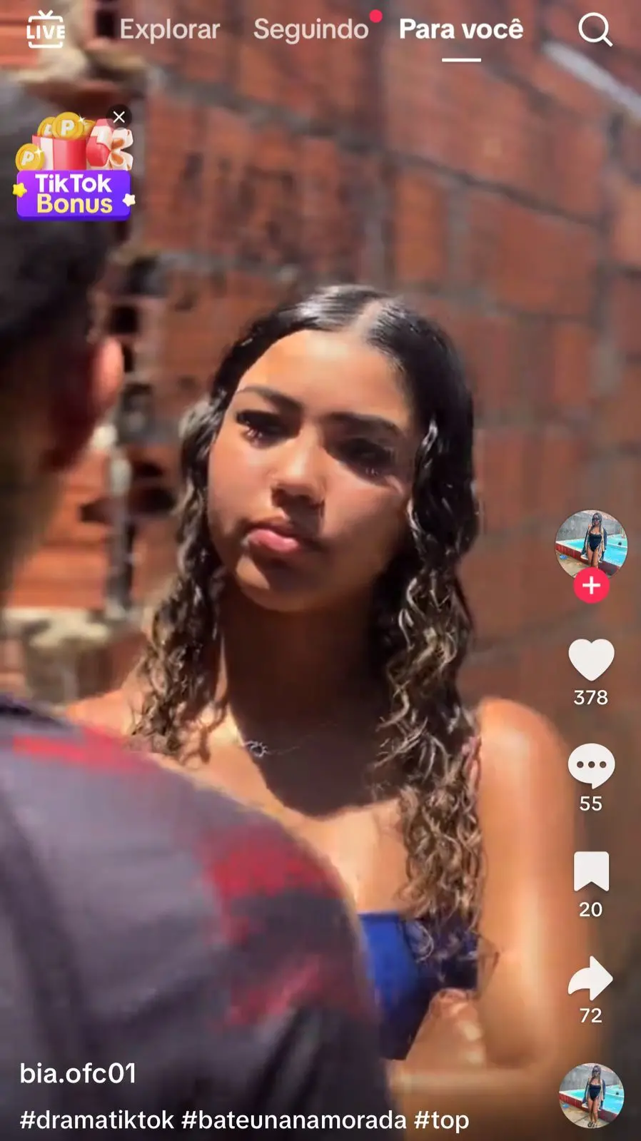 Cena de vídeo retirada do TikTok de Bianca