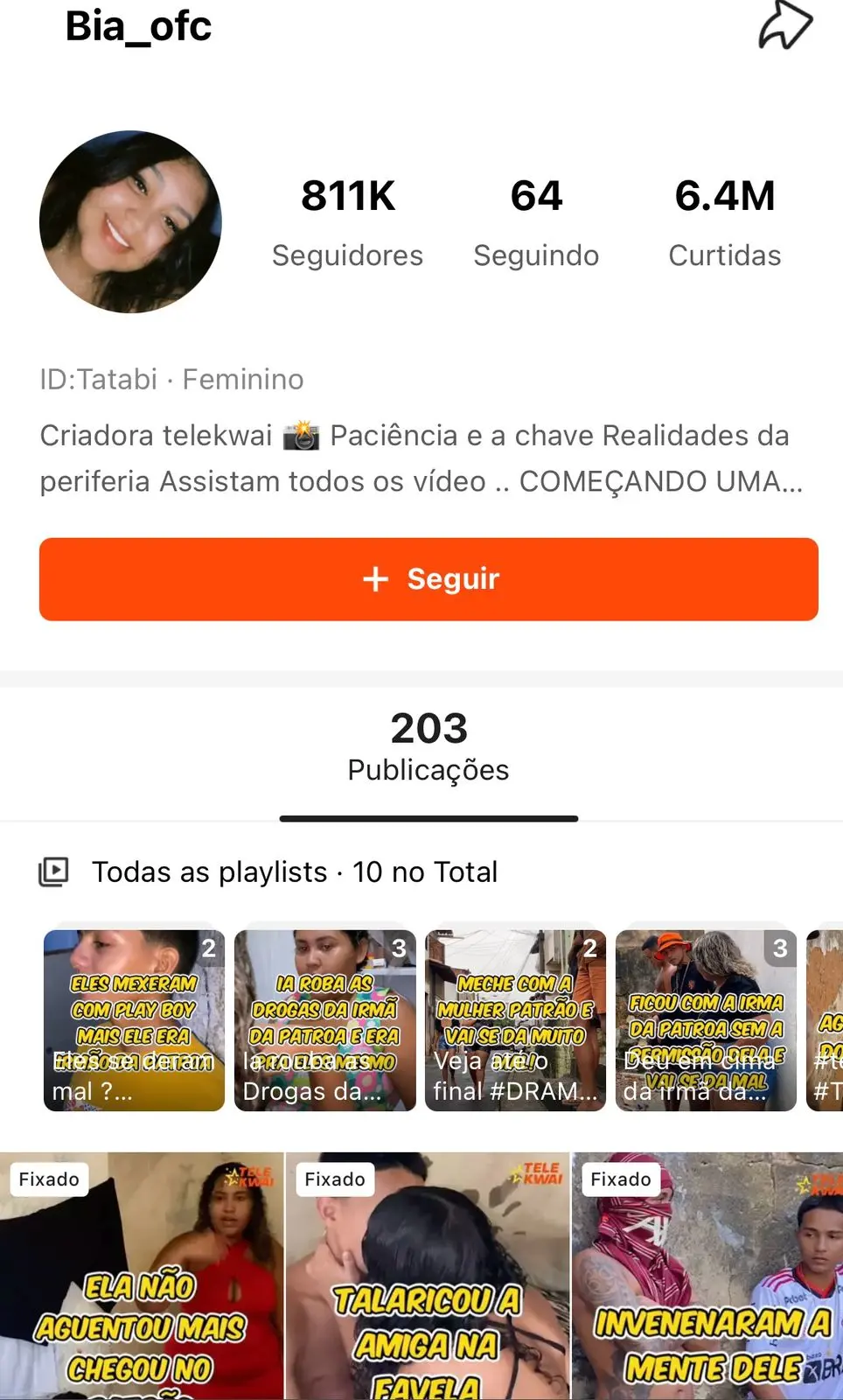 Perfil de Maria Beatriz no Kwai