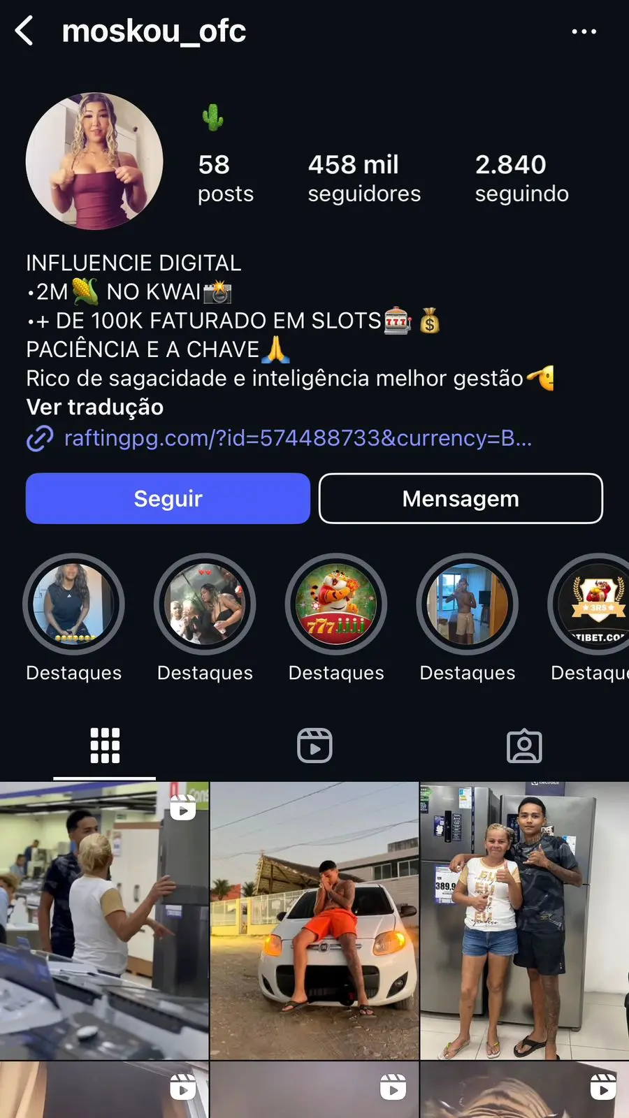 Perfil de Moskou no Instagram