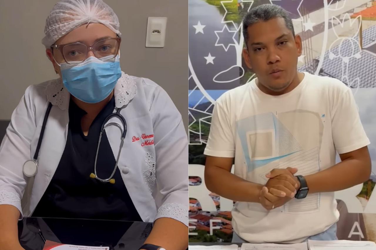 Foto da médica Vanessa Freire ao lado do prefeito de Barreira, Chaveirinho