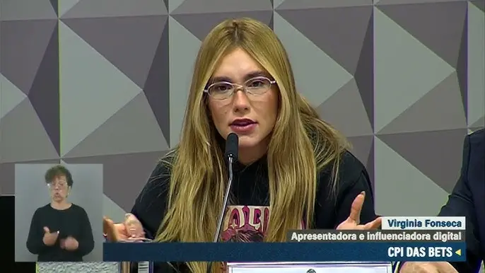 foto de Virginia em depoimento no Senado sobre a CPI das bets