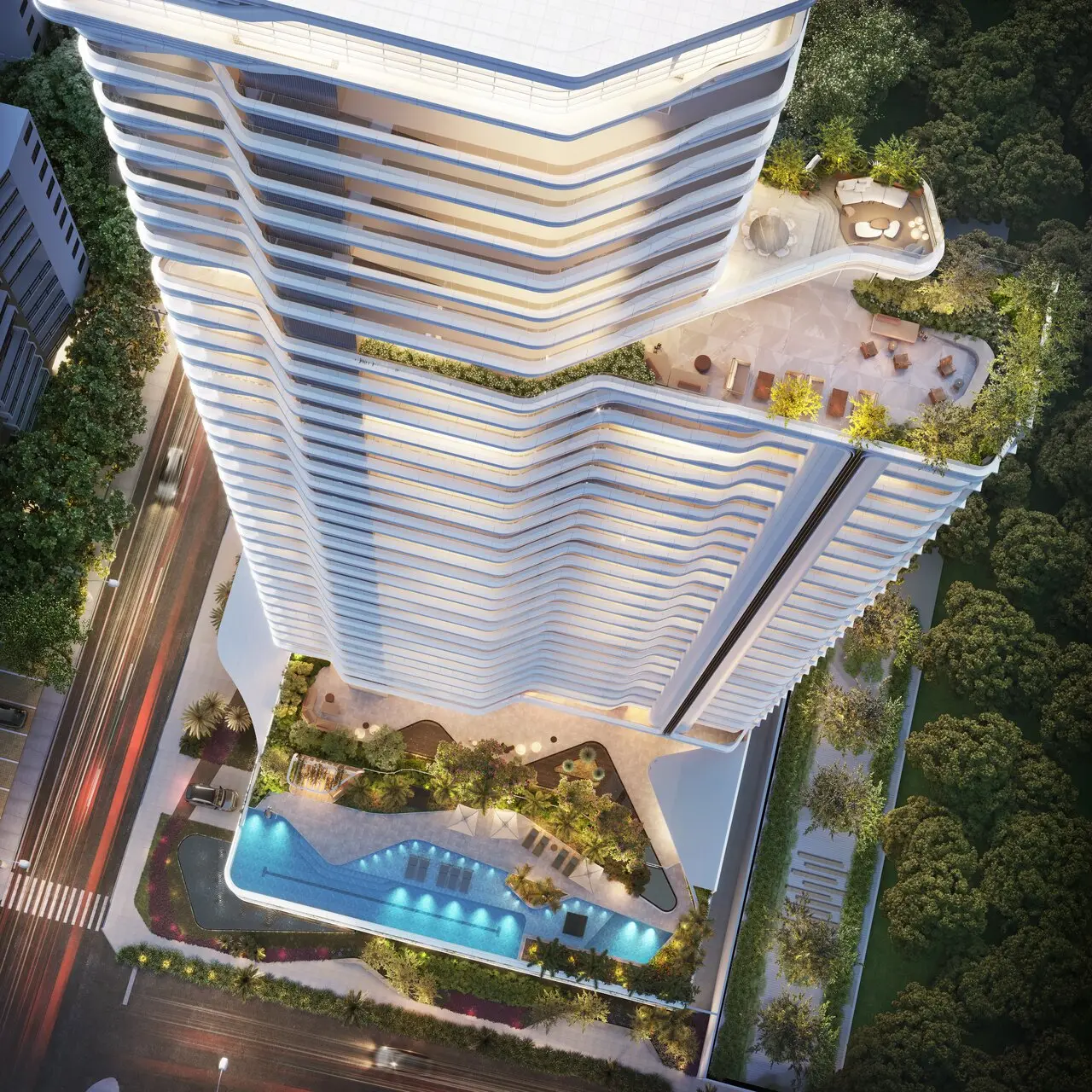 Vista aérea de como será a piscina do BS Gold