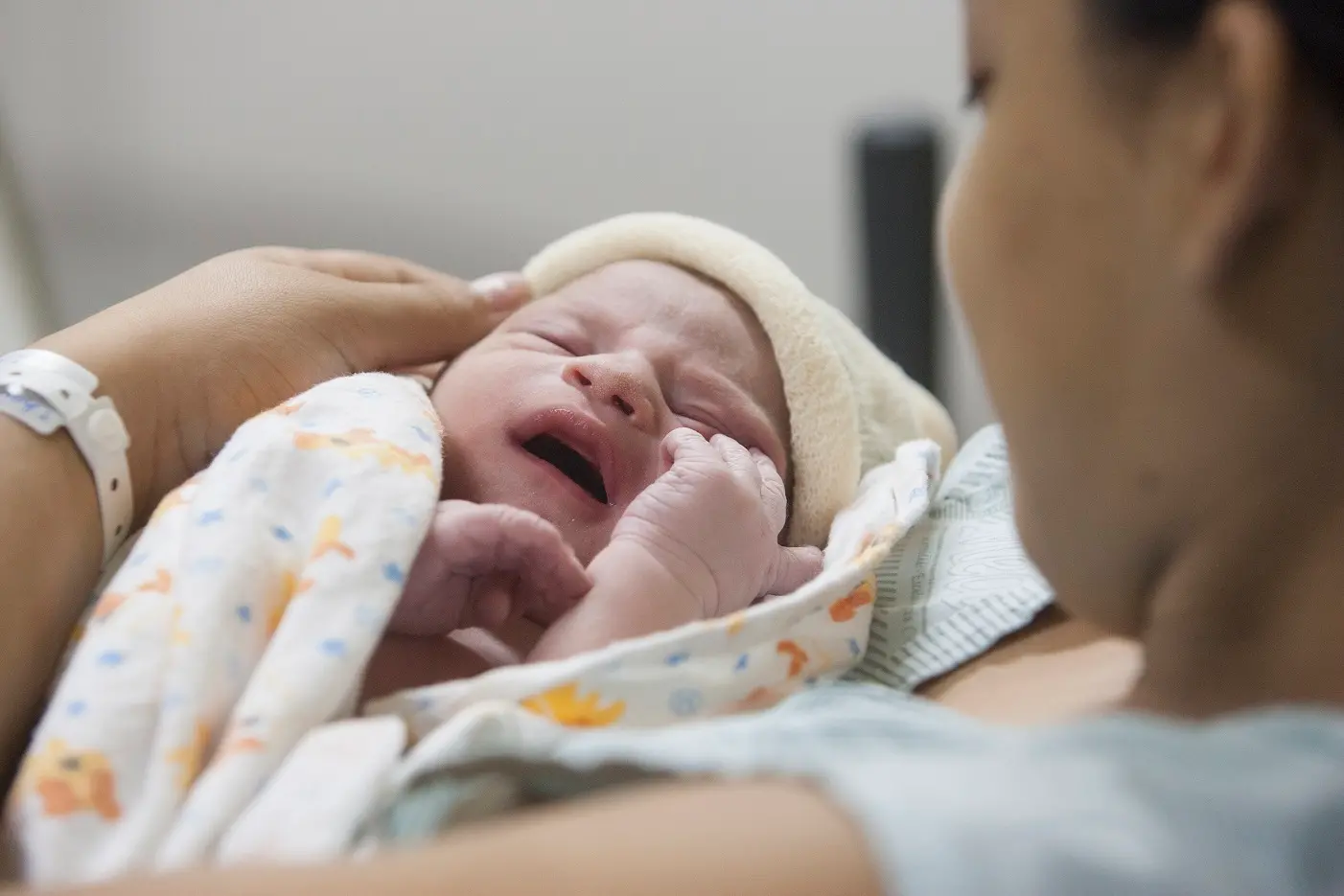 Mulher segura filho bebê recém-nascido em maternidade de Fortaleza