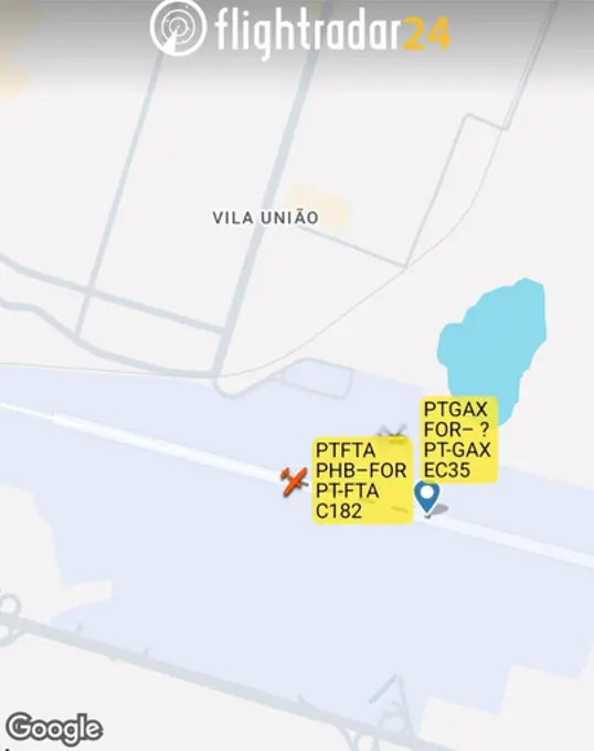 Ilustração com aeronave na Pista de Pouso e Decolagem do aeroporto de Fortaleza