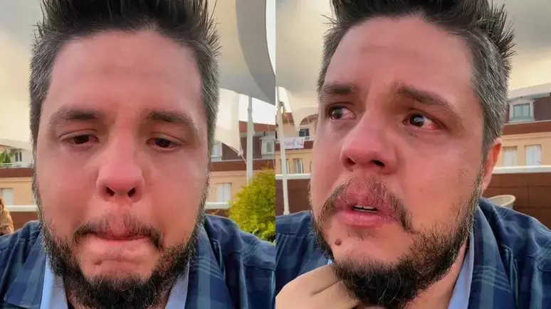 Montagem de fotos de vídeo onde Leo Paiva fala sobre furto de equipamentos em Cannes